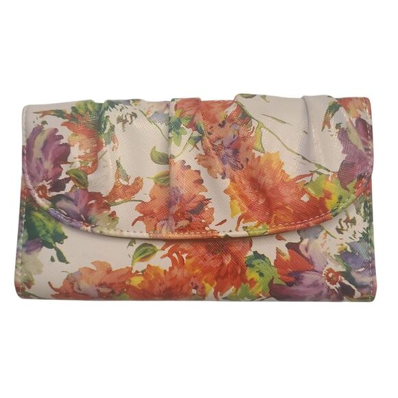 APT 9 Clutch Wallet Floral‎ Pleated Snap Front Closure - Picture 1 of 12
